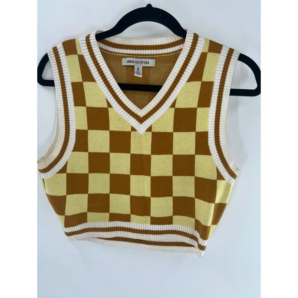 Women's Urban Outfitters Randi Shrunken Cropped Preppy Sweater Vest Size M